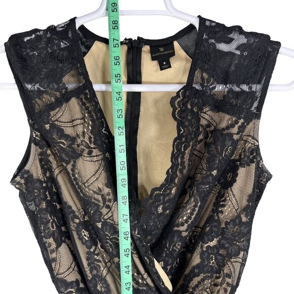 Worthington Womens S Black Lace Bodice Cap Sleeve Wide Leg Jumpsuit Stretchy - Picture 11 of 16